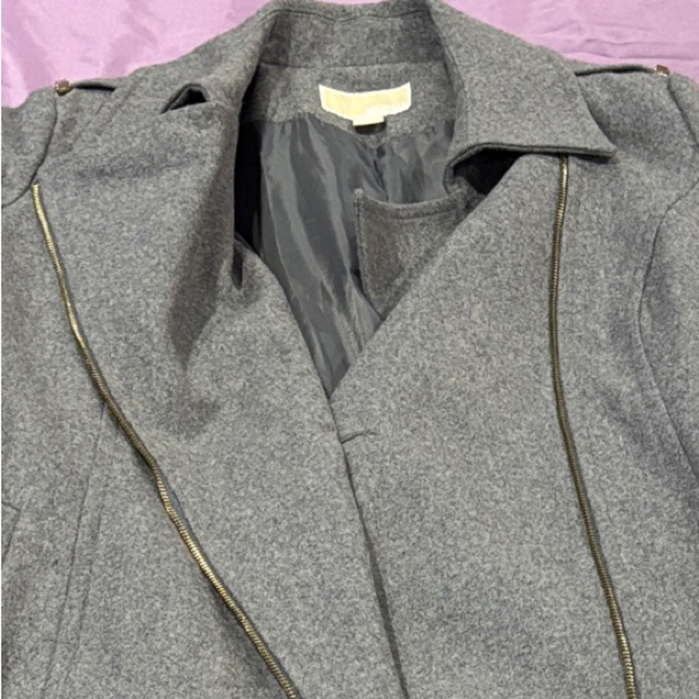 MICHAEL Michael Kors Charcoal Trench Coat with Gold Details - Picture 10 of 14
